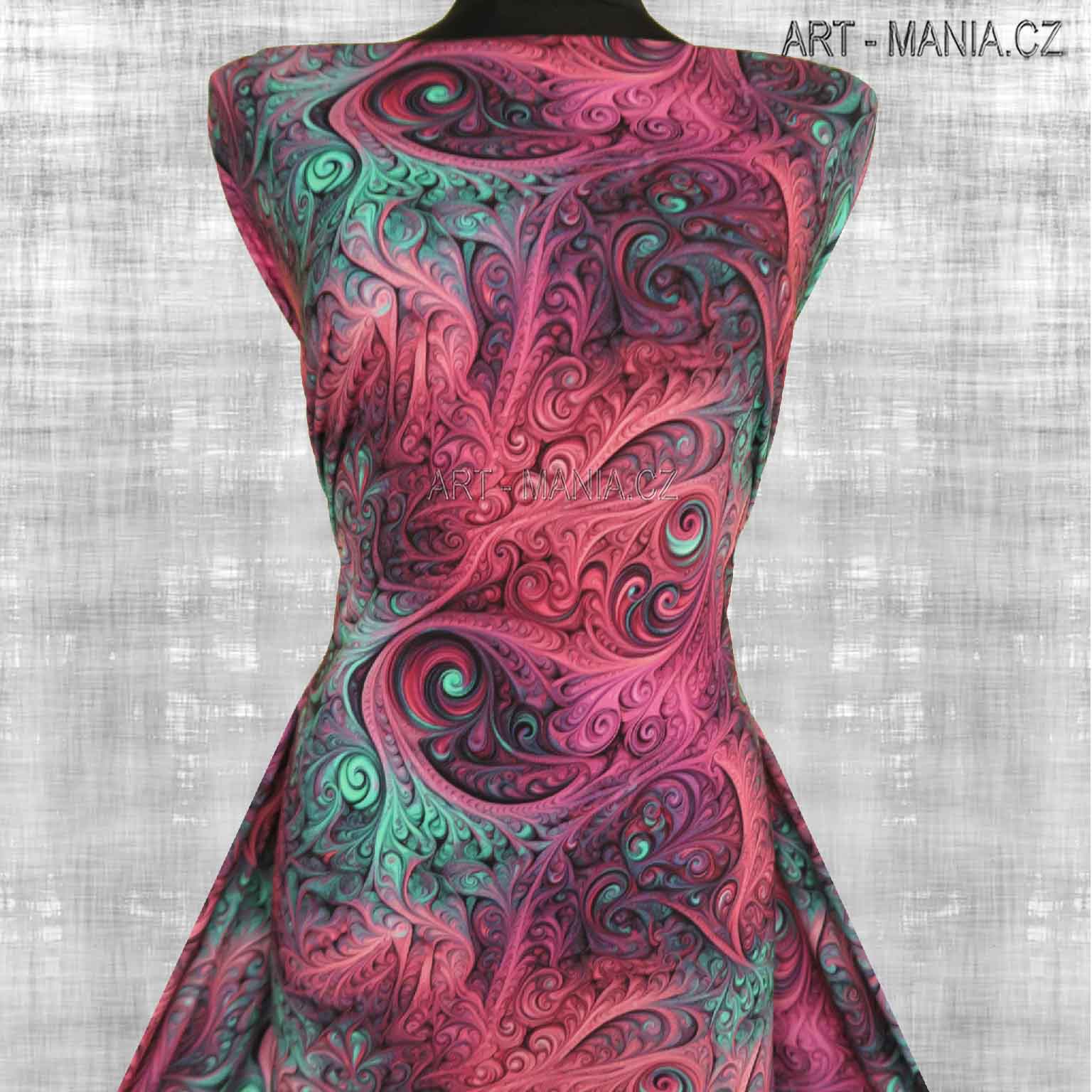 502006C Jednolícní úplet viskóza/elastan, šíře 170cm, gramáž 230g/m2, DIGITÁLNÍ TISK