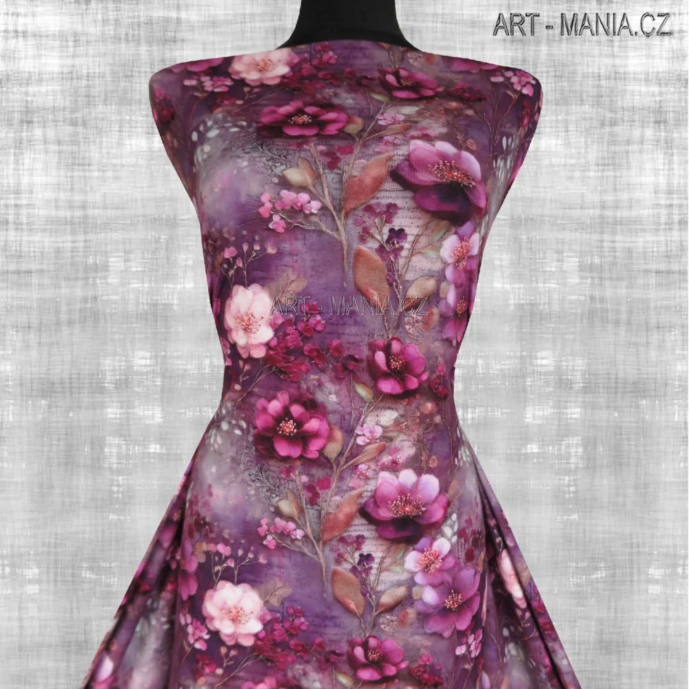 525099A Jednolícní úplet viskóza/elastan, šíře 167cm, gramáž 230g/m2, DIGITÁLNÍ TISK