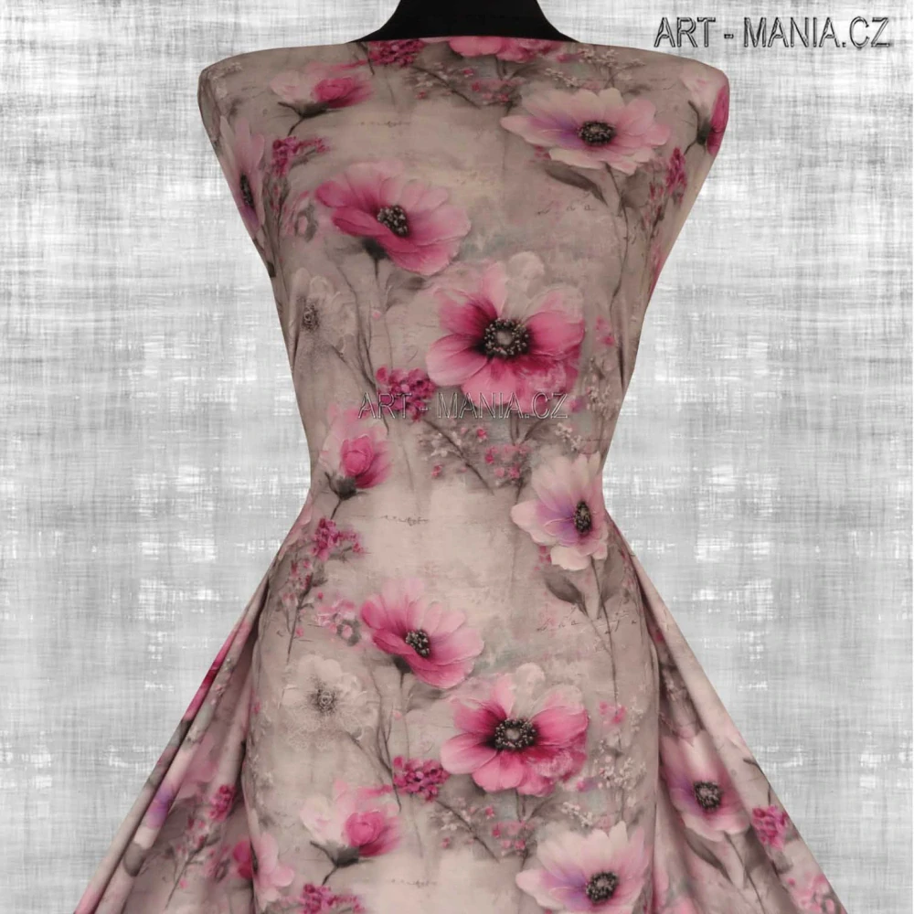525097A Jednolícní úplet viskóza/elastan, šíře 167cm, gramáž 230g/m2, DIGITÁLNÍ TISK