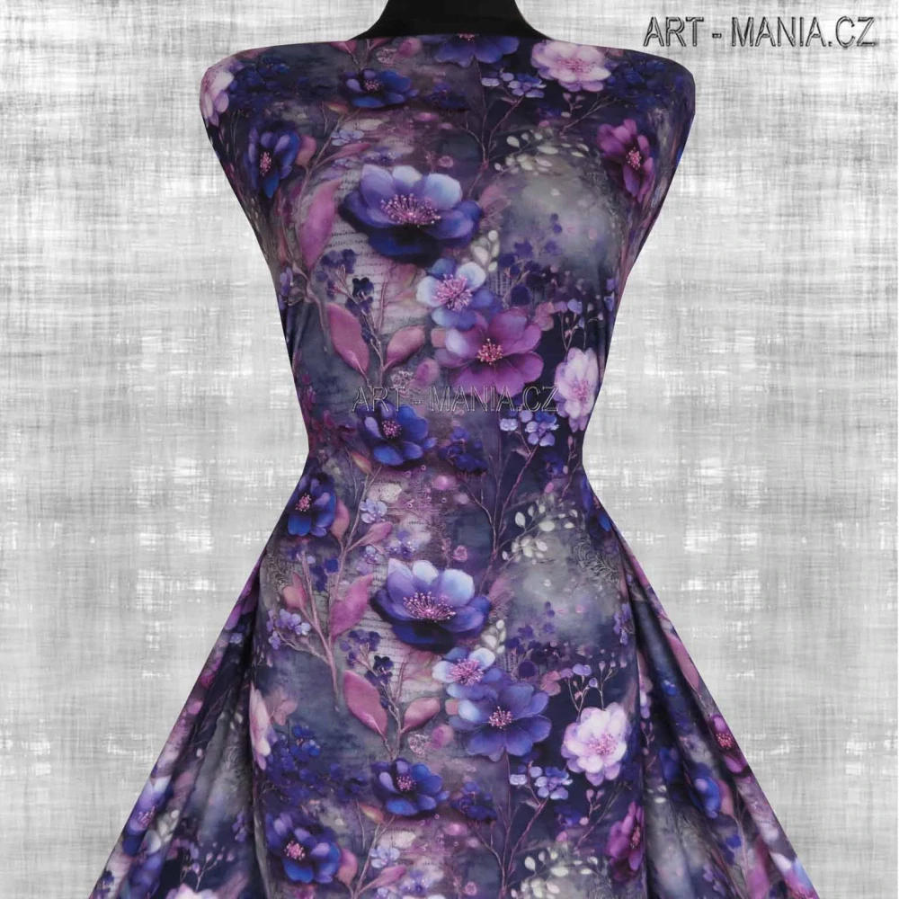 525099B Jednolícní úplet viskóza/elastan, šíře 167cm, gramáž 230g/m2, DIGITÁLNÍ TISK