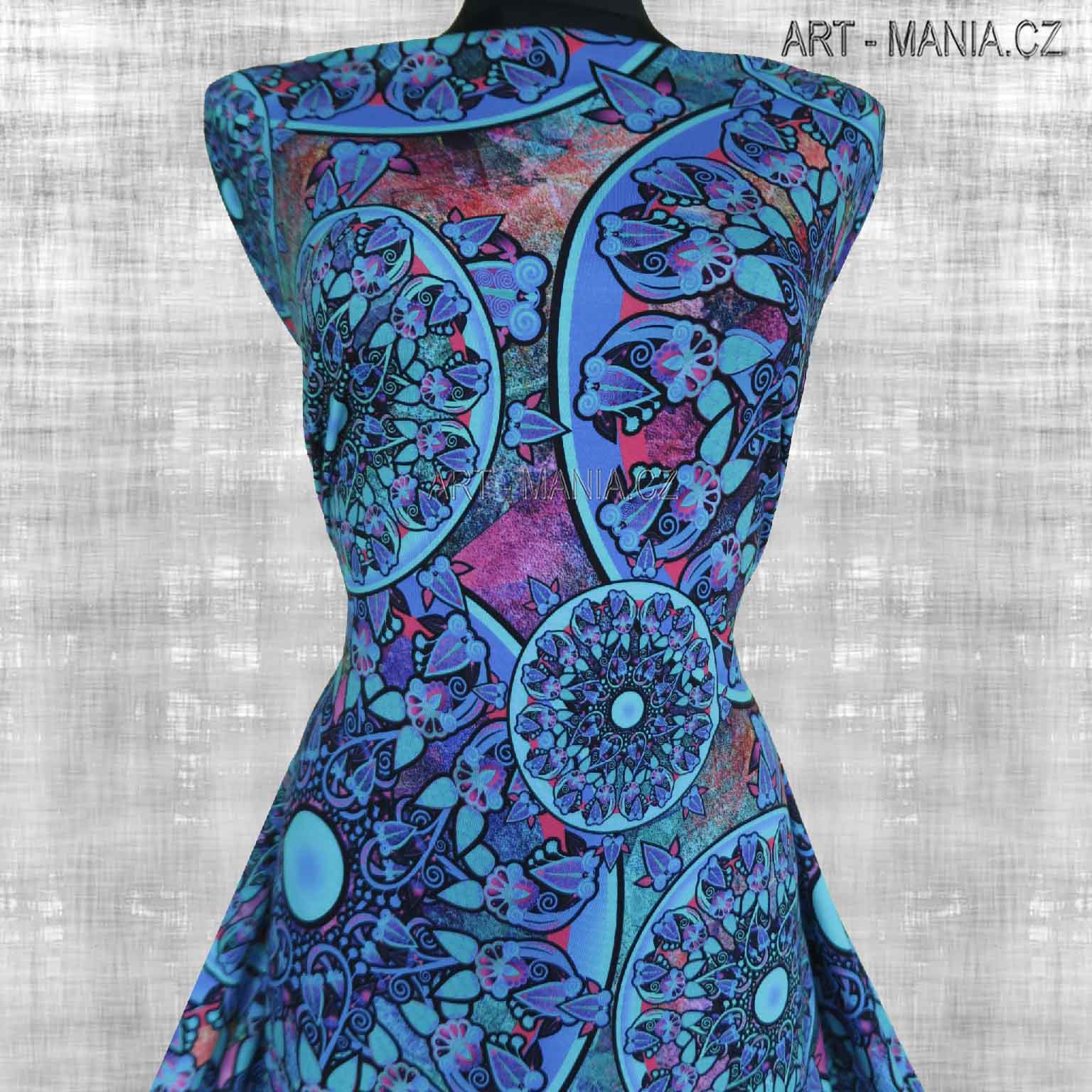 501010A Jednolícní úplet viskóza/elastan, šíře 160cm, gramáž 220g/m2, DIGITÁLNÍ TISK