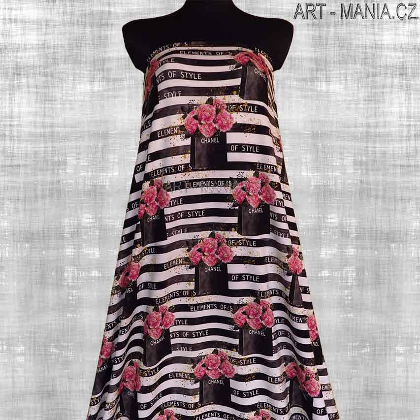 Jednolícní úplet viskóza/elastan, šíře 170cm, gramáž 220g/m2, DIGITÁLNÍ TISK