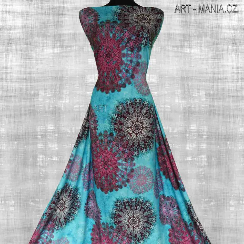 501002D Jednolícní úplet viskóza/elastan, šíře 170cm, gramáž 230g/m2, DIGITÁLNÍ TISK