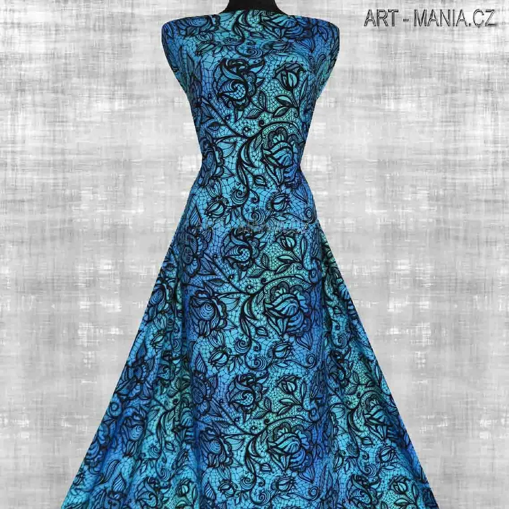 505004A Jednolícní úplet viskóza/elastan, šíře 170cm, gramáž 230g/m2, DIGITÁLNÍ TISK