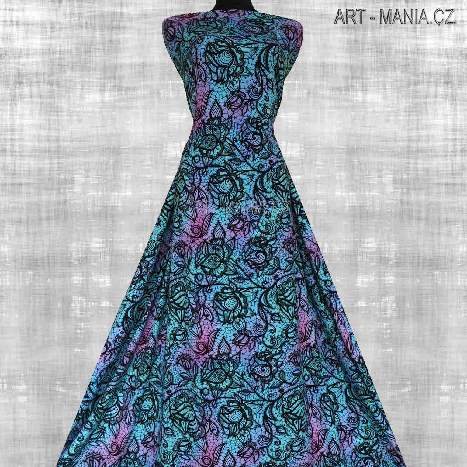 505004D Jednolícní úplet viskóza/elastan, šíře 170cm, gramáž 230g/m2, DIGITÁLNÍ TISK