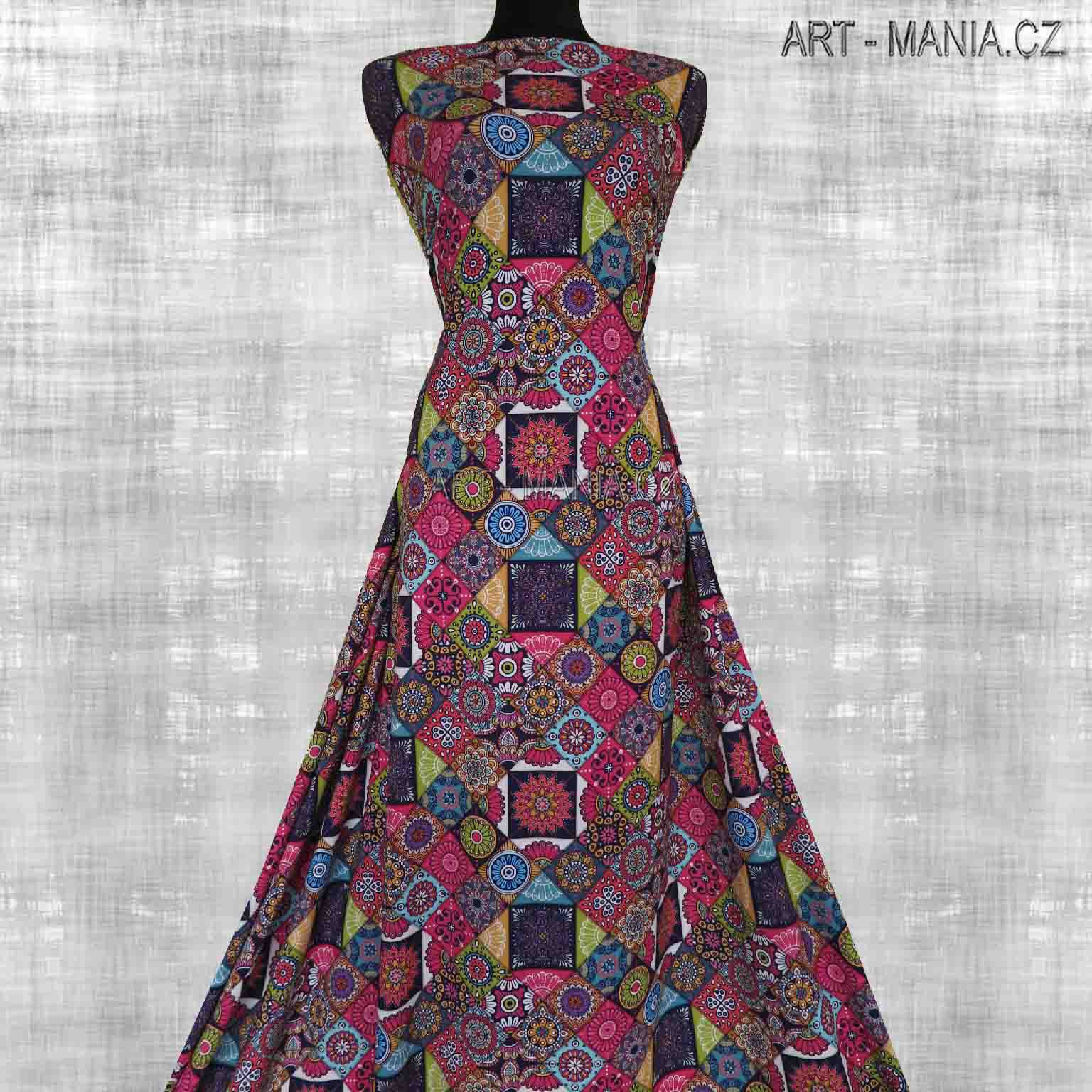 506008A Jednolícní úplet viskóza/elastan, šíře 170cm, gramáž 230g/m2, DIGITÁLNÍ TISK