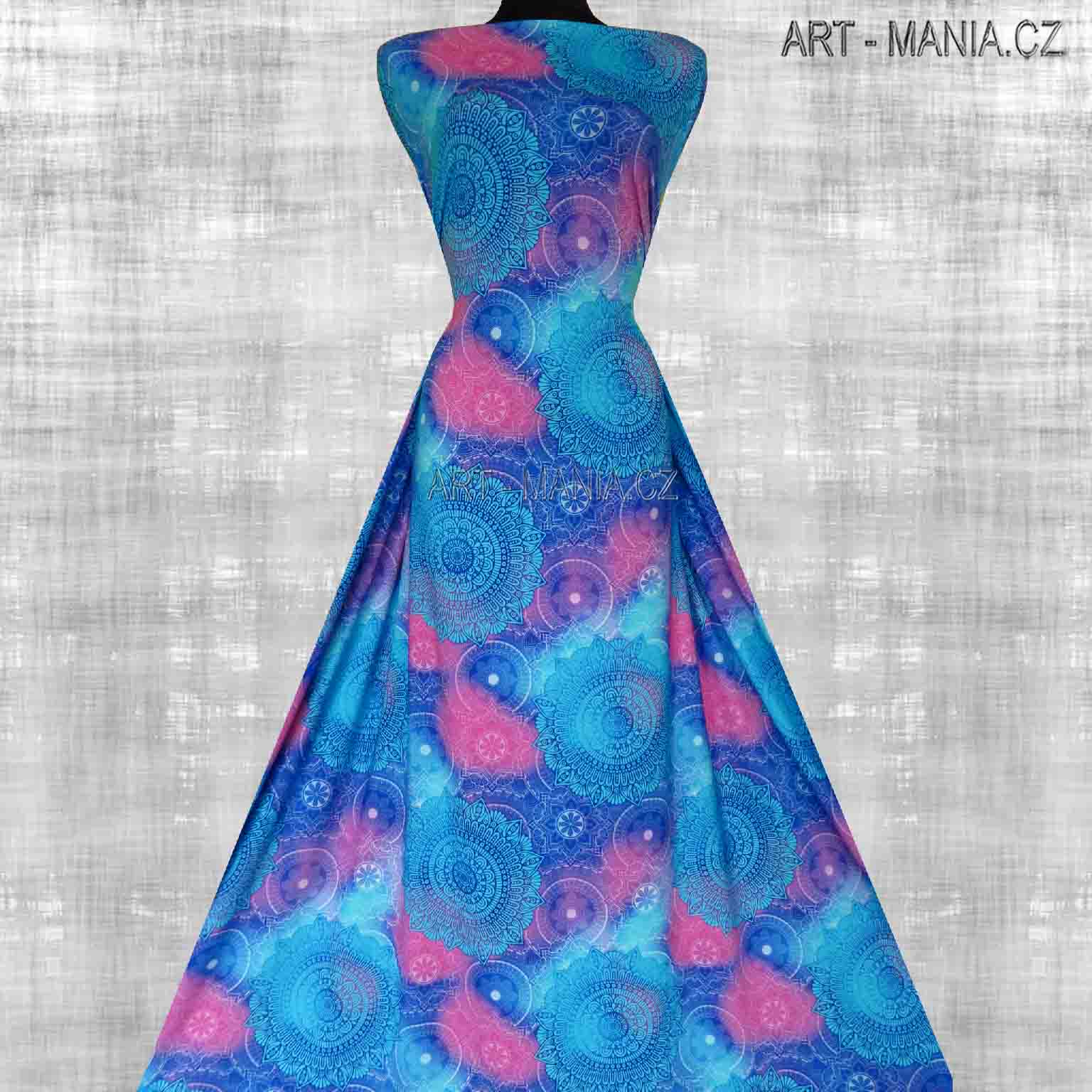 501008B Jednolícní úplet viskóza/elastan, šíře 167cm, gramáž 230g/m2, DIGITÁLNÍ TISK