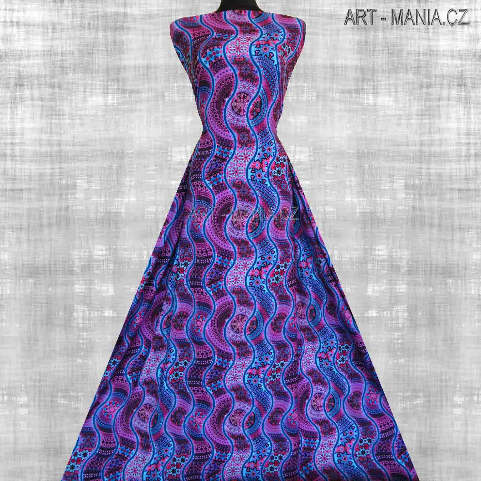 506010B Jednolícní úplet viskóza/elastan, šíře 170cm, gramáž 230g/m2, DIGITÁLNÍ TISK