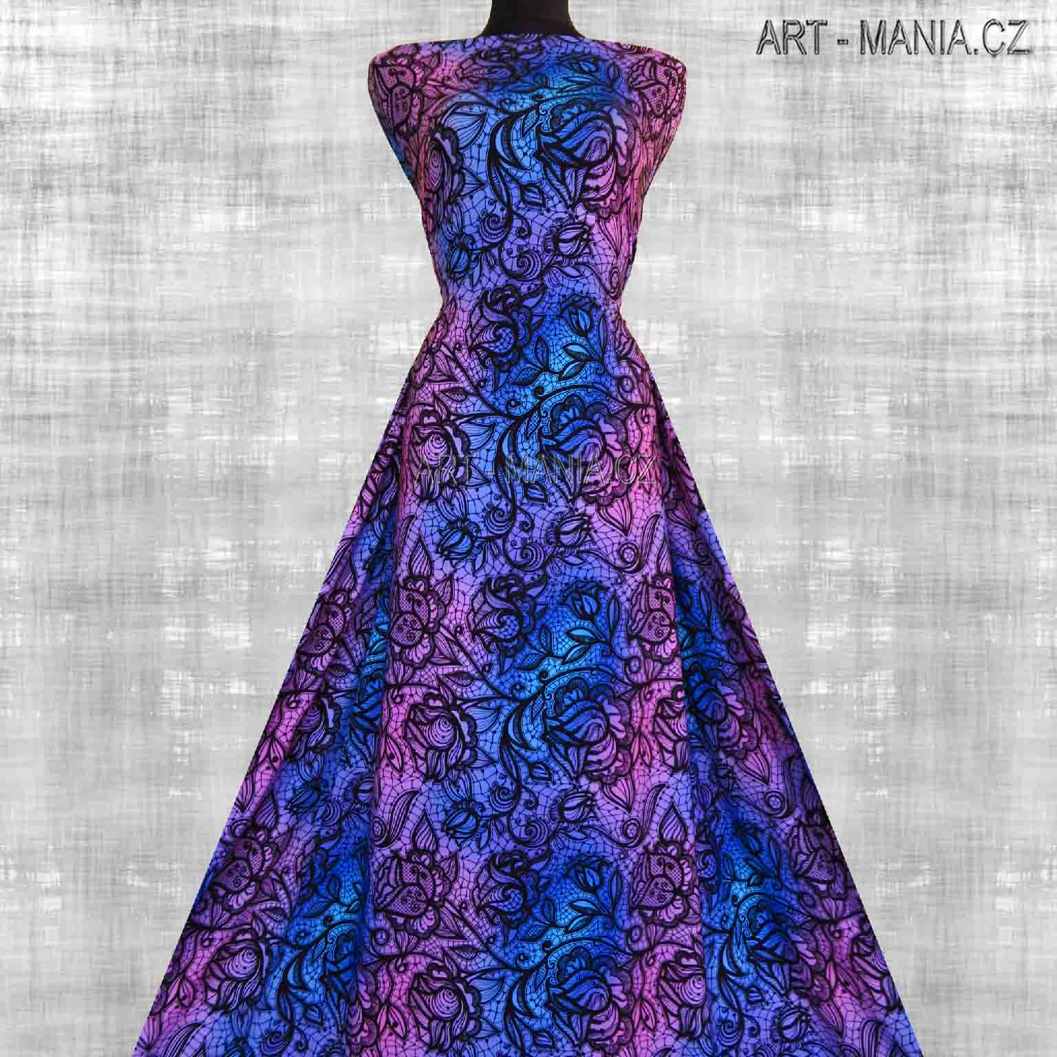 505004C Jednolícní úplet viskóza/elastan, šíře 170cm, gramáž 230g/m2, DIGITÁLNÍ TISK