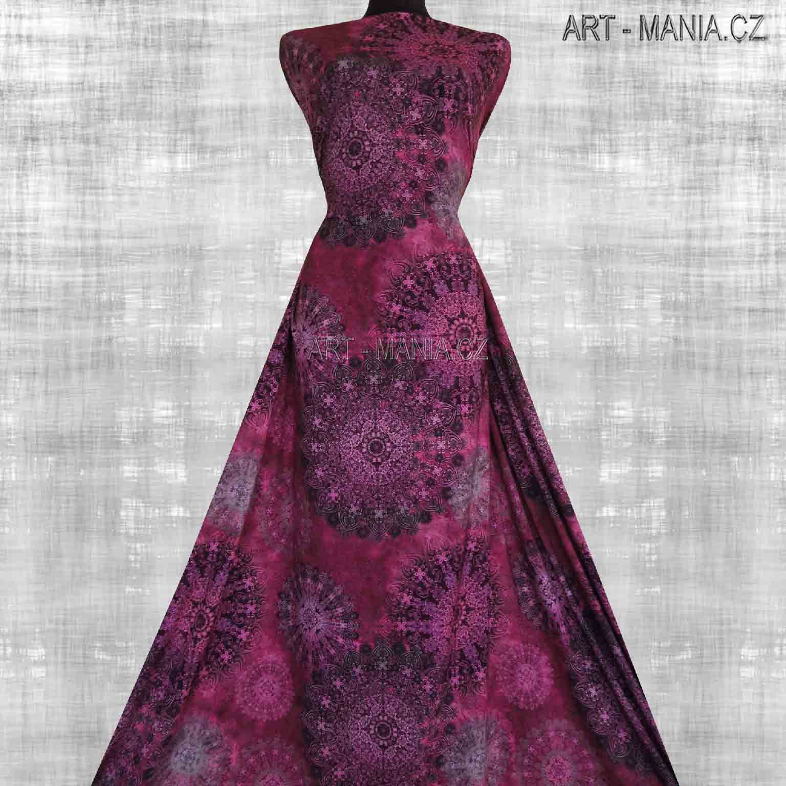 501001F Jednolícní úplet viskóza/elastan, šíře 167cm, gramáž 230g/m2, DIGITÁLNÍ TISK