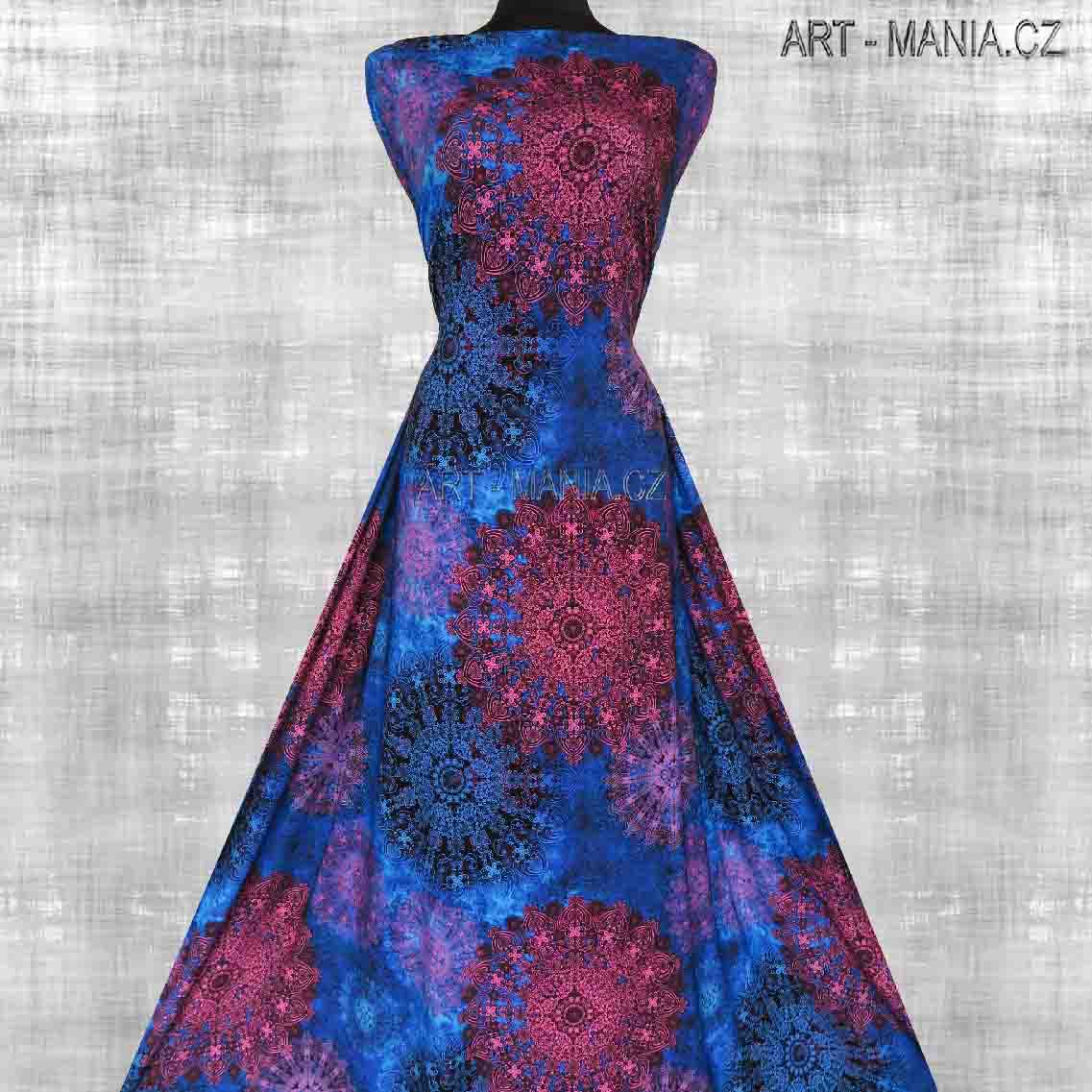 501002A Jednolícní úplet viskóza/elastan, šíře 170cm, gramáž 230g/m2, DIGITÁLNÍ TISK