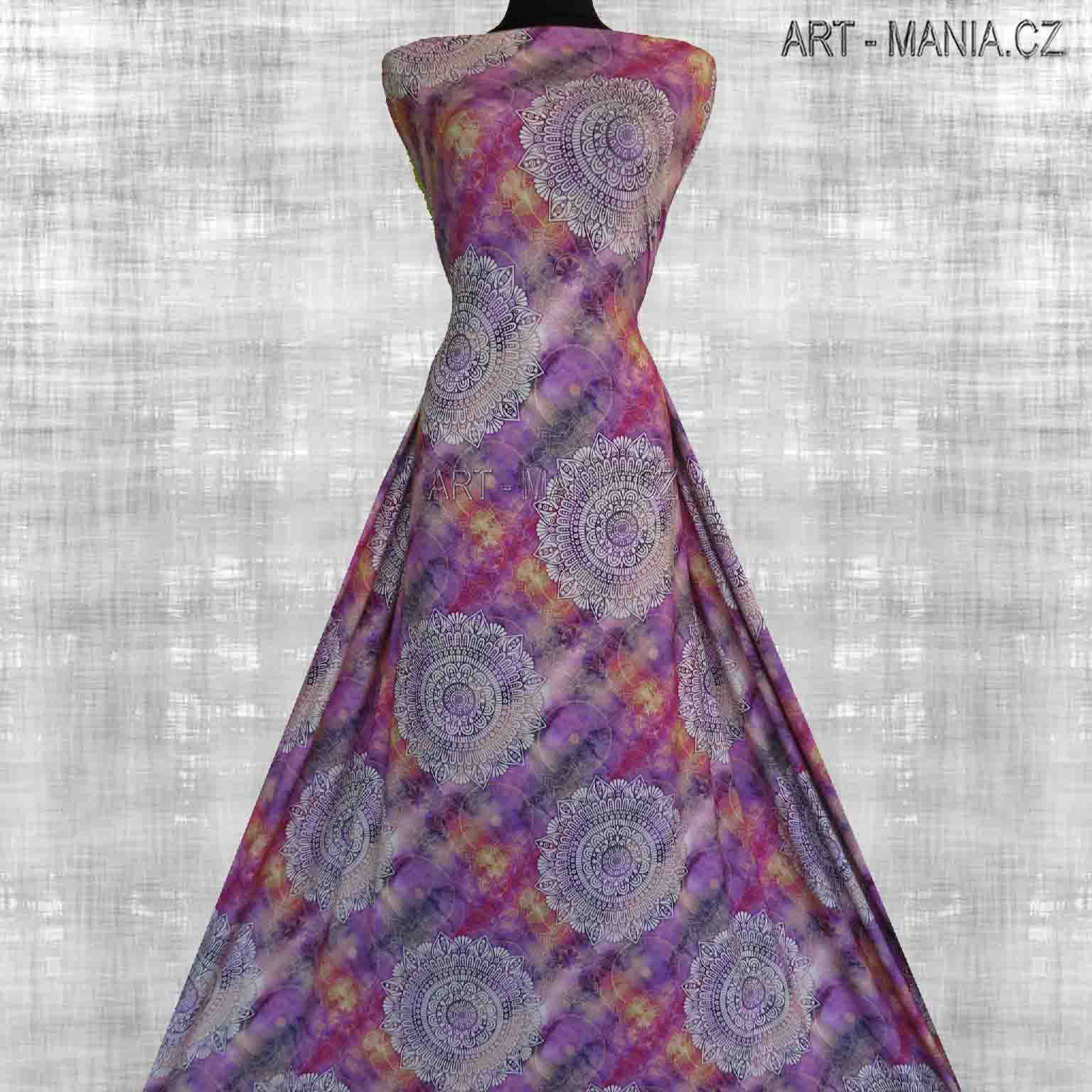 501008A Jednolícní úplet viskóza/elastan, šíře 170cm, gramáž 230g/m2, DIGITÁLNÍ TISK