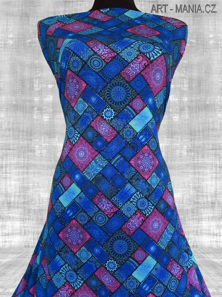 506005A Jednolícní úplet viskóza/elastan, šíře 170cm, gramáž 230g/m2, DIGITÁLNÍ TISK