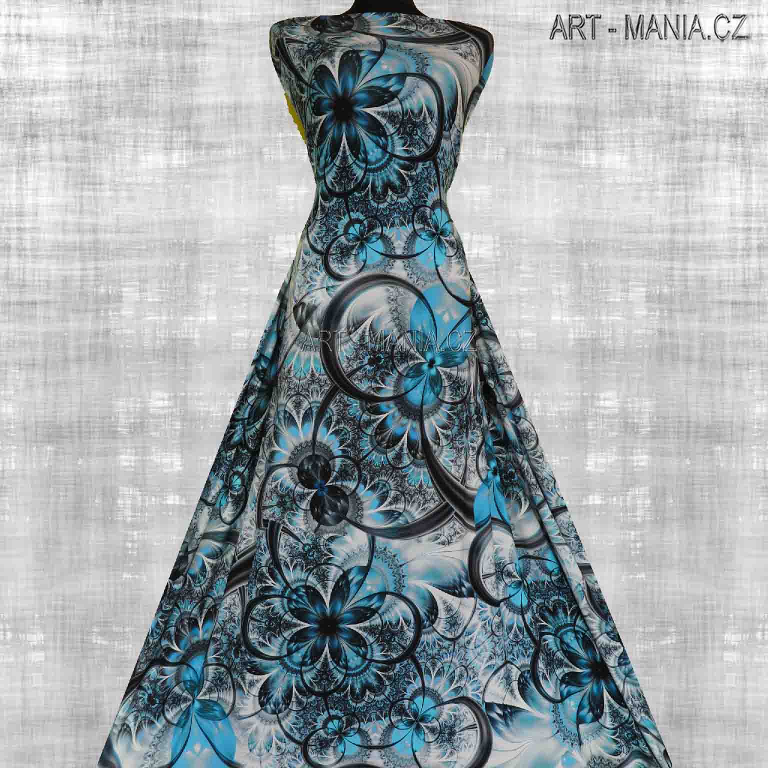 502001B Jednolícní úplet viskóza/elastan, šíře 167cm, gramáž 230g/m2, DIGITÁLNÍ TISK