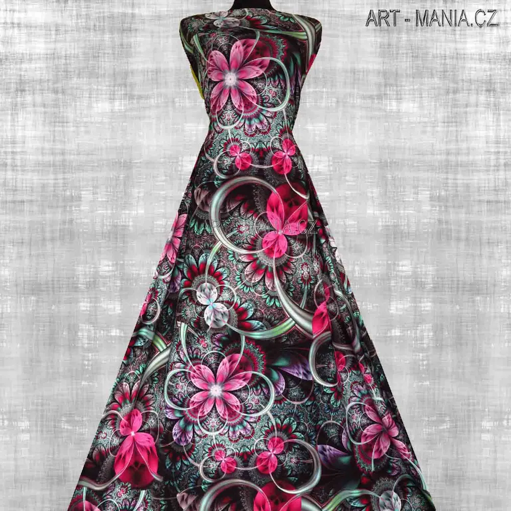 502002C Jednolícní úplet viskóza/elastan, šíře 170cm, gramáž 230g/m2, DIGITÁLNÍ TISK