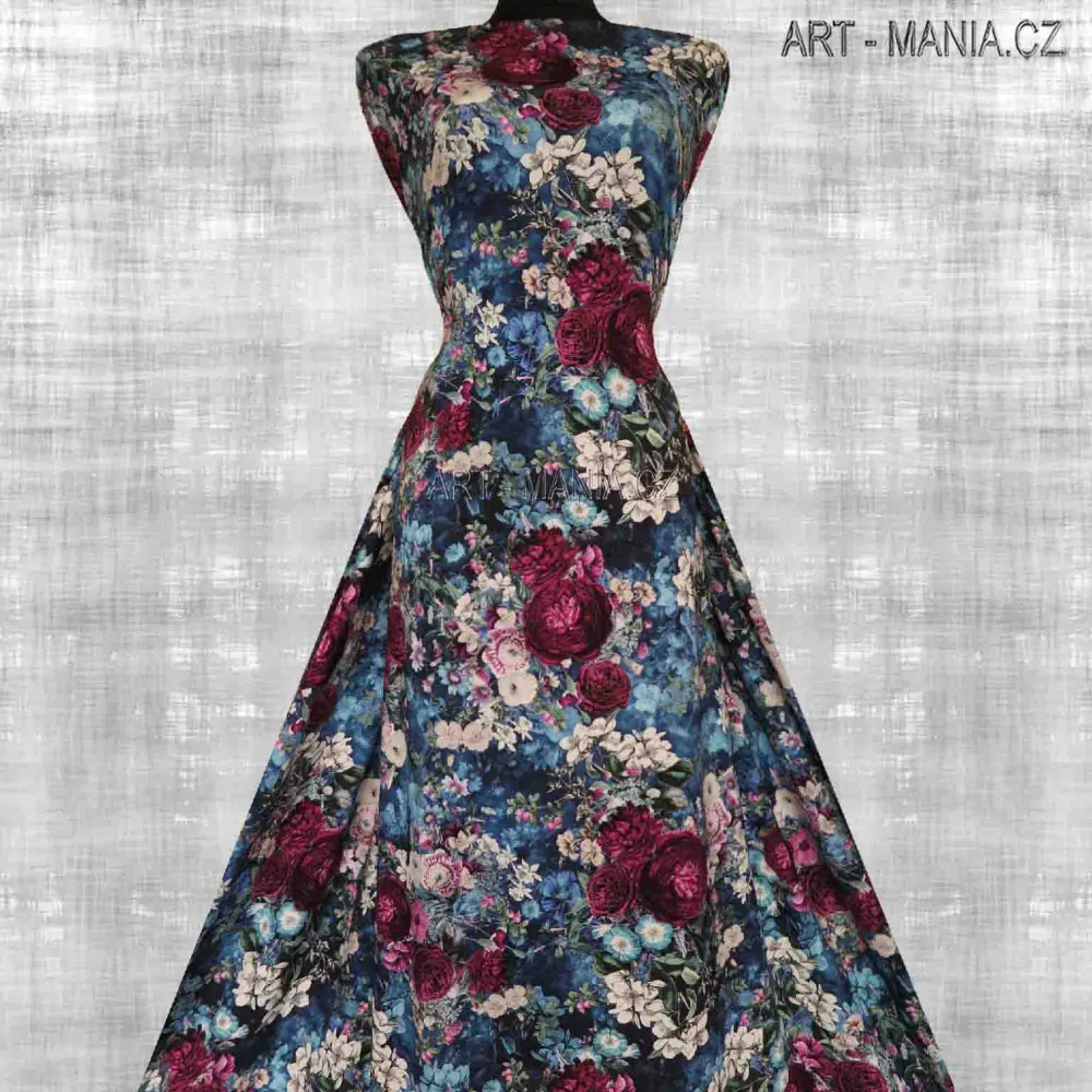 525001C Jednolícní úplet viskóza/elastan, šíře 170cm, gramáž 230g/m2, DIGITÁLNÍ TISK