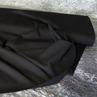 POLYVISCOSE DOUBLE JERSEY / Oboulícní úplet BLACK/ČERNÁ viskóza/polyamid/elastan, šíře 170cm, gramáž 270g/m2