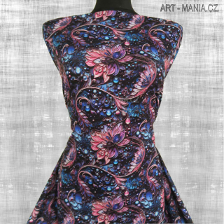 505007A Jednolícní úplet viskóza/elastan, šíře 170cm, gramáž 230g/m2, DIGITÁLNÍ TISK