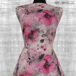 525028A Jednolícní úplet viskóza/elastan, šíře 170cm, gramáž 230g/m2, DIGITÁLNÍ TISK