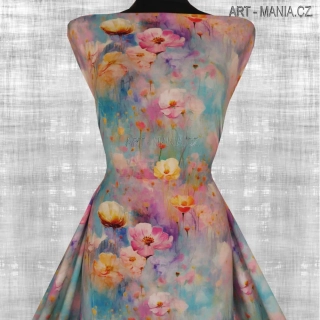 525003B Jednolícní úplet viskóza/elastan, šíře 170cm, gramáž 230g/m2, DIGITÁLNÍ TISK