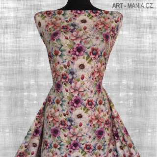 525032A Jednolícní úplet viskóza/elastan, šíře 170cm, gramáž 230g/m2, DIGITÁLNÍ TISK