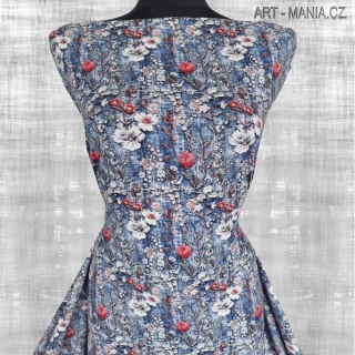 509001A Jednolícní úplet viskóza/elastan, šíře 170cm, gramáž 230g/m2, DIGITÁLNÍ TISK