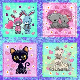 446008A SADA PANELŮ BAVLNĚNÝ SATÉN digitální tisk, velikost 28x28cm, gramáž 170g/m2